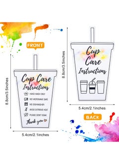 Sureio 200 Pieces Tumbler Cup Cards, Cup Care Instructions Cards, Tumbler Care Cards, Cup Of Care Mug Insert For Business, Customer Directions Cards, Online Shop Package Insert (Vibrant Style)  - Image 2