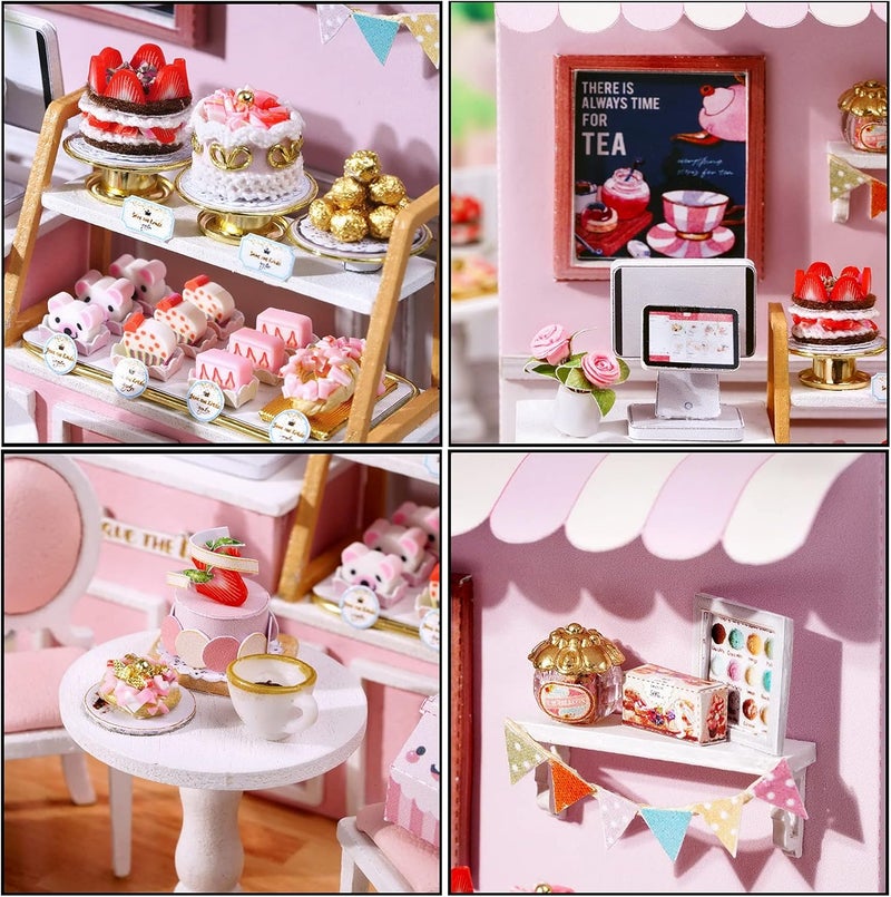CUTEROOM Miniature Dollhouse Kit with Furniture and Handmade Dust Cover for Teens and Adults (Sweet Talk) - Image 3