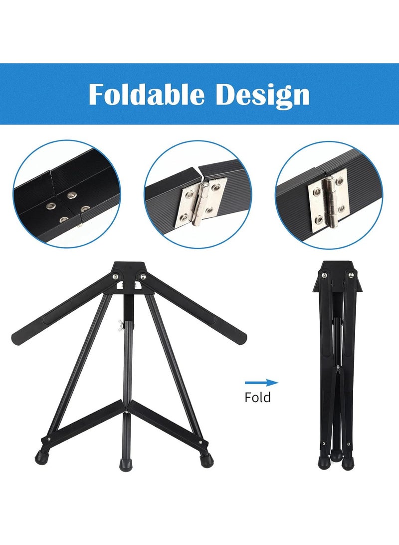 Aluminum 15" to 21" Tabletop Easel Display, Black Tripod with Rubber Feet, Black Steel Small Desktop Easel Stand, Holds Canvas, Paintings, Books, Photos, Signs - Image 4