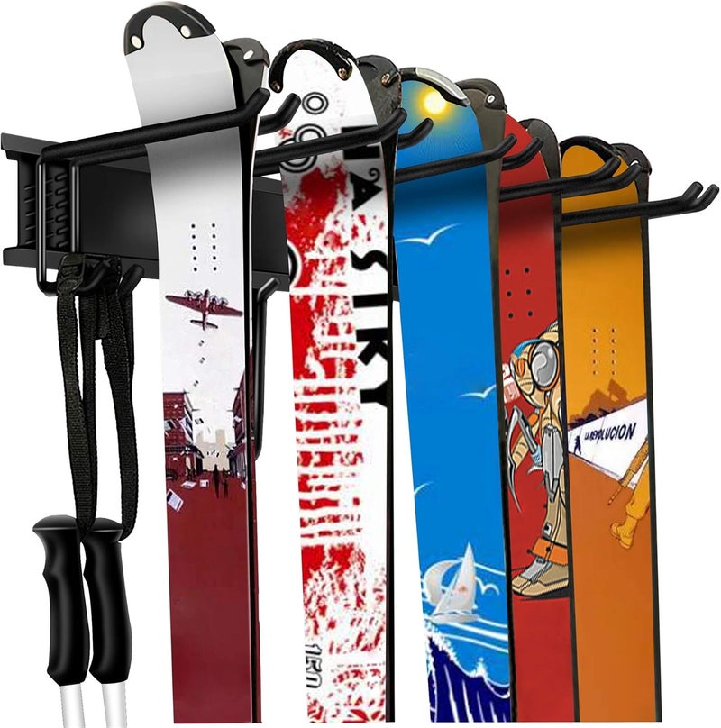 WALMANN Garage Storage Organization System Ski Wall Rack Up to 10 Pairs of Skis Mount Hanger Home Shed and Garage Snowboard Wall Rack Holds Up to 300 lbs - Image 1