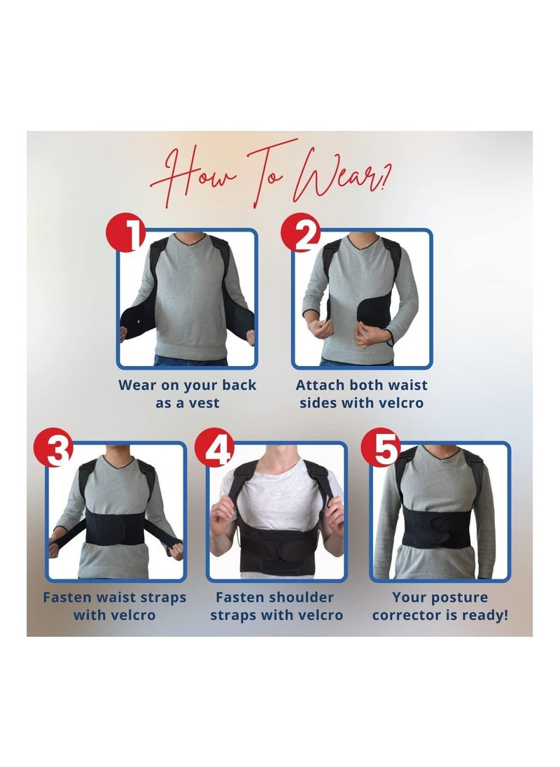 Posture Corrector for Men, Upper Lower Back Support, Adjustable Support Brace, Full Back Brace, Women's Correction Belt Anti Hunchback Decompression Posture Correction Cross Back Strap (XL)