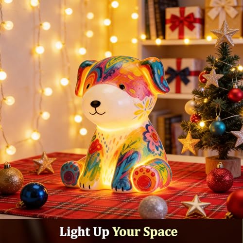 AluAbi Paint Your Own Dog Lamp Kit Art Crafts Painting Kits for Kids DIY Puppy Crafts Night LightArt Supplies School ActivitiesEaster Christmas Birthday Creative Gift for Boys Girls Ages 4 5 6 7 8 - Image 5