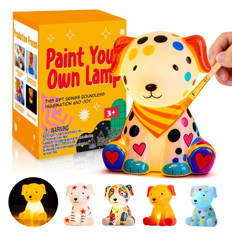 AluAbi Paint Your Own Dog Lamp Kit Art Crafts Painting Kits for Kids DIY Puppy Crafts Night LightArt Supplies School ActivitiesEaster Christmas Birthday Creative Gift for Boys Girls Ages 4 5 6 7 8 - Image 3