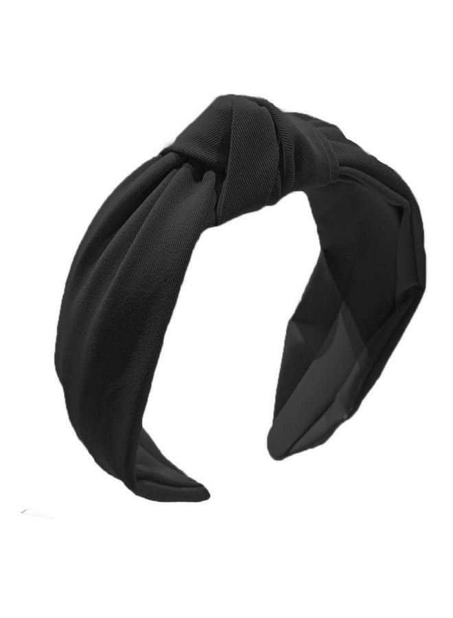 Etercycle Headband For Women Knotted Wide Headband Yoga Hair Band Fashion Elastic Hair Accessories For Women And Girls (Black) - Image 1