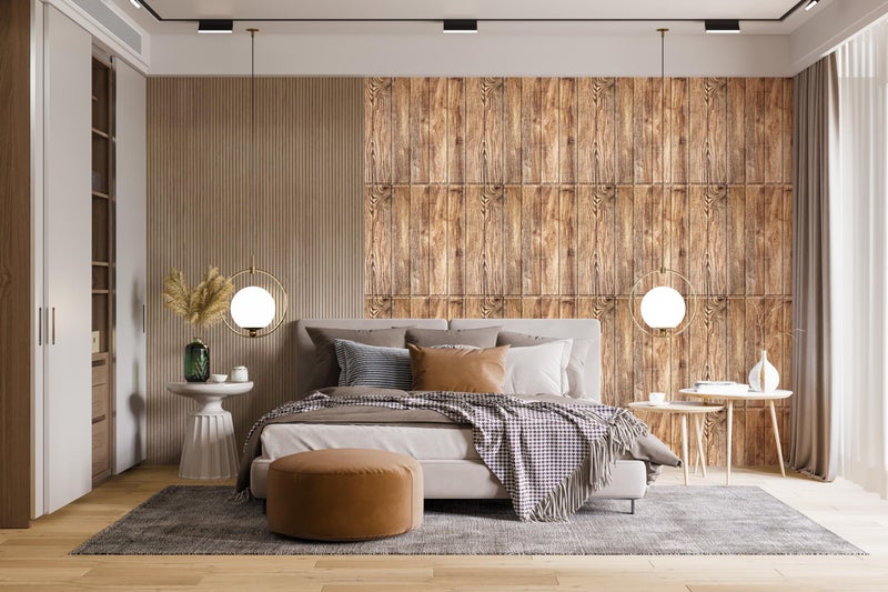 TLISMI 1 Pc DIY Self Adhesive Classic Grain 3D Asymmetric Wooden Texture Designed PE Foam Wall Sticker Easy Peel and Stick Waterproof Wallpaper Anti fouling Wall Panels for Home Decor (70X70cm, 6mm) - Image 2