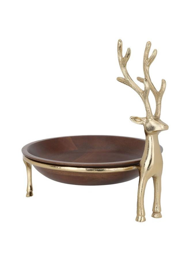 Alsaif Wooden Serving Bowl 29 X 29 X 13 Cm Round Base Wooden Brown  - Image 1