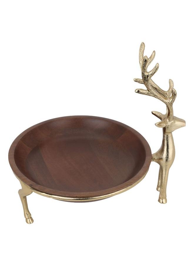 Alsaif Wooden Serving Bowl 29 X 29 X 13 Cm Round Base Wooden Brown  - Image 2