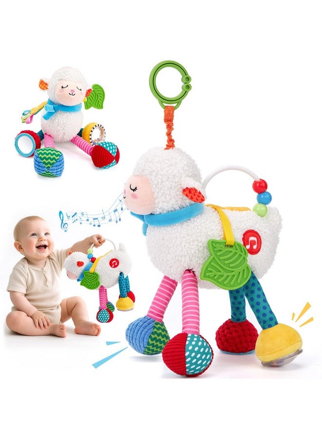 hahaland ألعاب هاهالاند للأطفال من 0-6 أشهر - ألعاب حسية للأطفال من 0-3-6 أشهر، لعبة مقعد السيارة المعلقة - حيوانات موسيقية مع جرس سحب، عضاضة، مرآة مجعدة، لعبة سرير الأطفال وعربة الأطفال، هدايا للأطفال الرضع من البنات والأولاد - Image 1