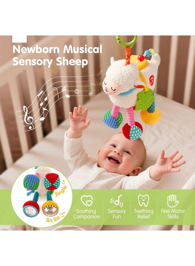 hahaland ألعاب هاهالاند للأطفال من 0-6 أشهر - ألعاب حسية للأطفال من 0-3-6 أشهر، لعبة مقعد السيارة المعلقة - حيوانات موسيقية مع جرس سحب، عضاضة، مرآة مجعدة، لعبة سرير الأطفال وعربة الأطفال، هدايا للأطفال الرضع من البنات والأولاد - Image 2