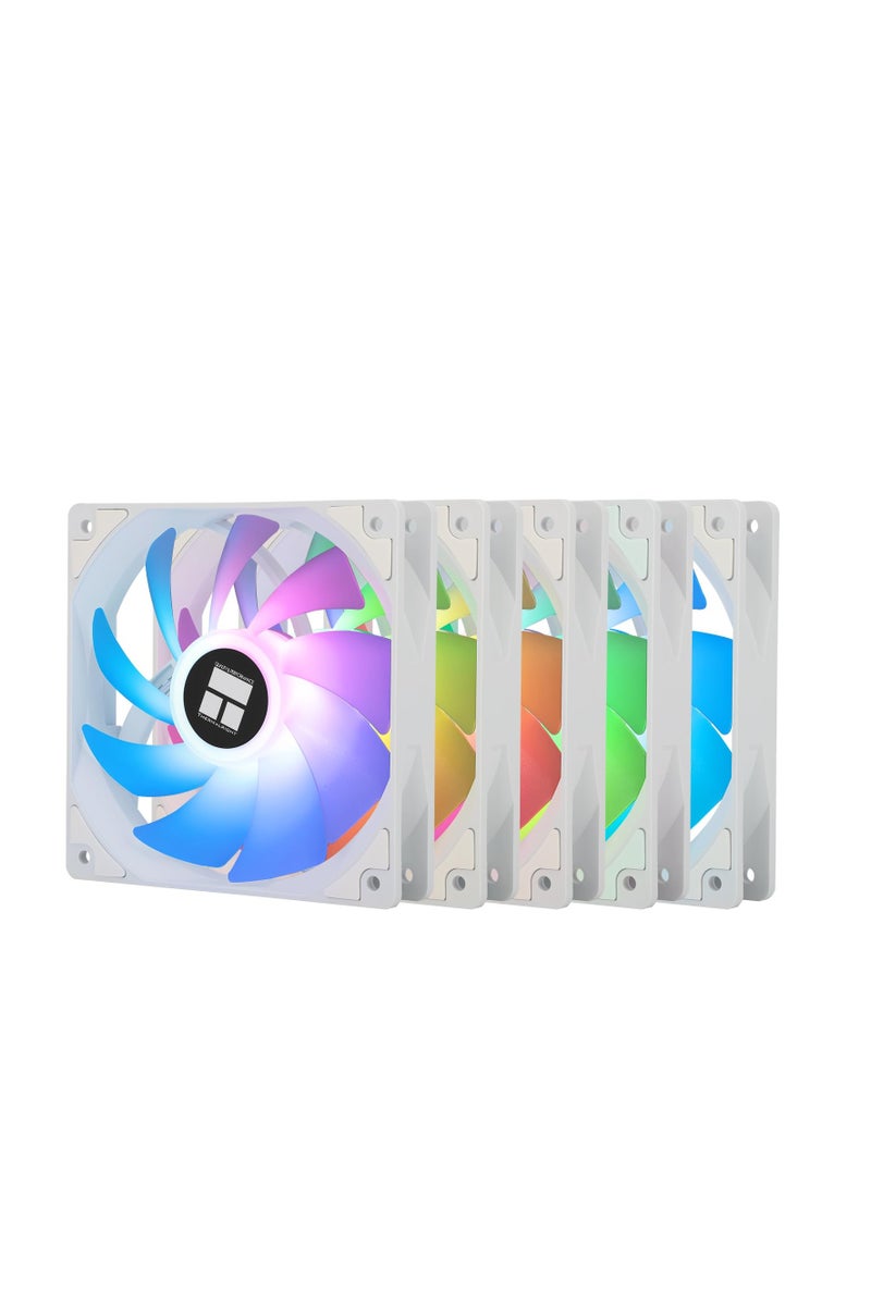 Thermalright 5 Pack TL-C12CW-S CPU Fan 120mm White ARGB Case Cooler Fan, 4pin PWM Silent Computer Fan with S-FDB Bearing Included, up to 1550RPM Cooling Fan（5 Quantities） - Image 1