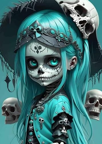Yanfairy Gothic Diamond Art Painting Kits for Adults Horror Full Drill Diamond Dots Paintings for Beginners Skull Round 5D Paint with Diamonds Pictures Gem Art Painting Kits DIY Crafts Kits 12x16inch - Image 1