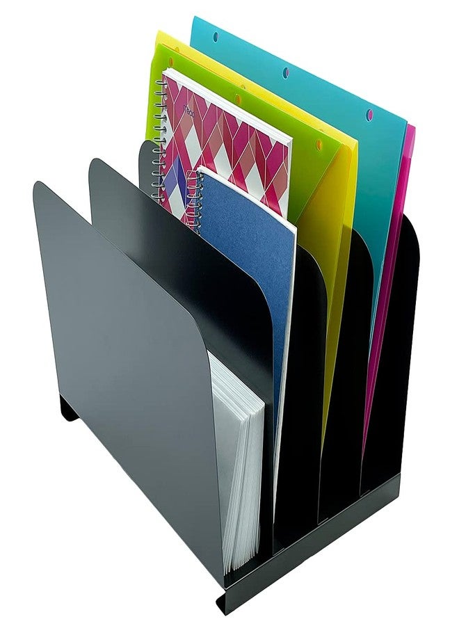 Huron Vertical 4 Slot Steel Desk Organizer/Sorter, Black - Image 1