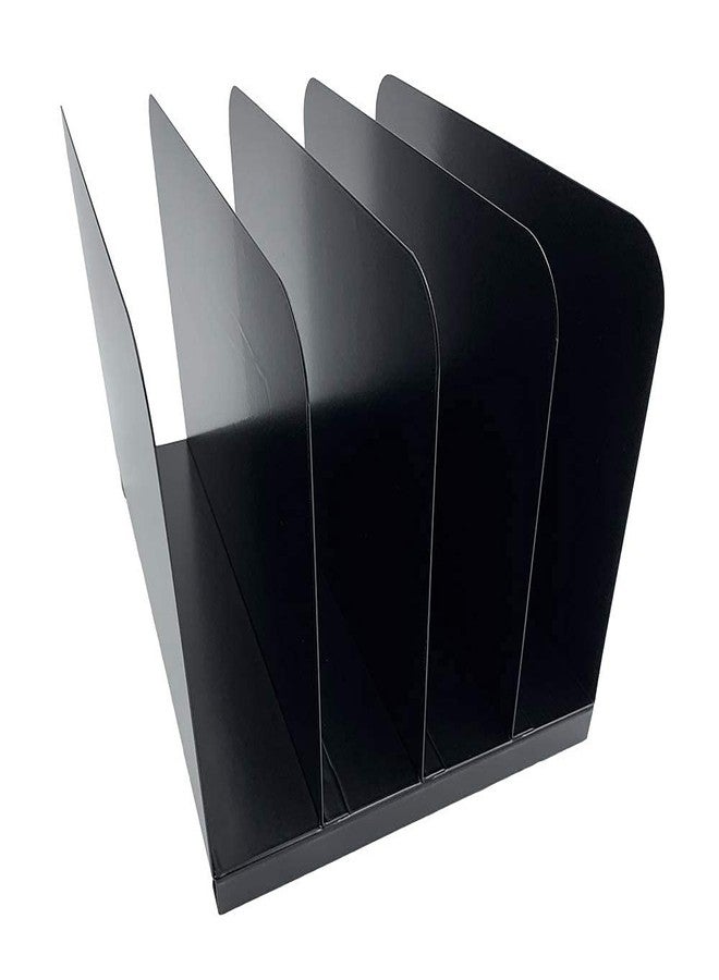 Huron Vertical 4 Slot Steel Desk Organizer/Sorter, Black - Image 2