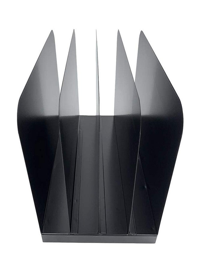 Huron Vertical 4 Slot Steel Desk Organizer/Sorter, Black - Image 3
