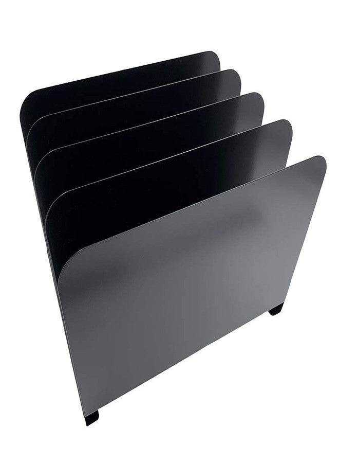 Huron Vertical 4 Slot Steel Desk Organizer/Sorter, Black - Image 4