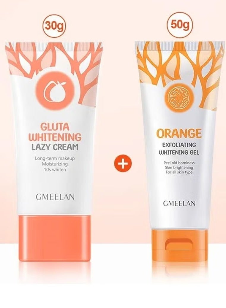 GMEELAN Gluta Whitening Lazy Cream & Orange Exfoliating Whitening Gel