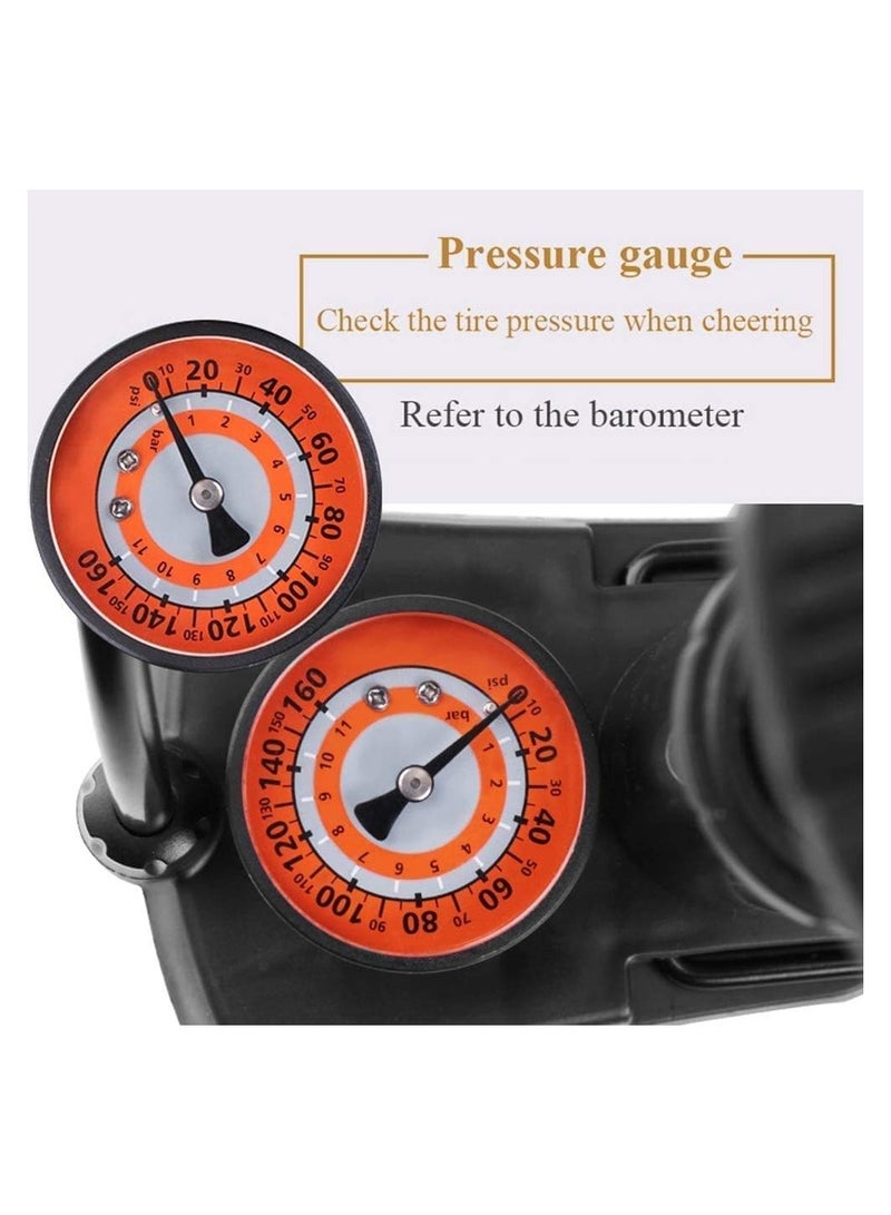 Dubkart Floor Bicycle Pump Bike Pump Bike Accessories 160 Psi High Pressure with Gauge fit Presta and Schrader Valve Mini Bikes, Gold - Image 3