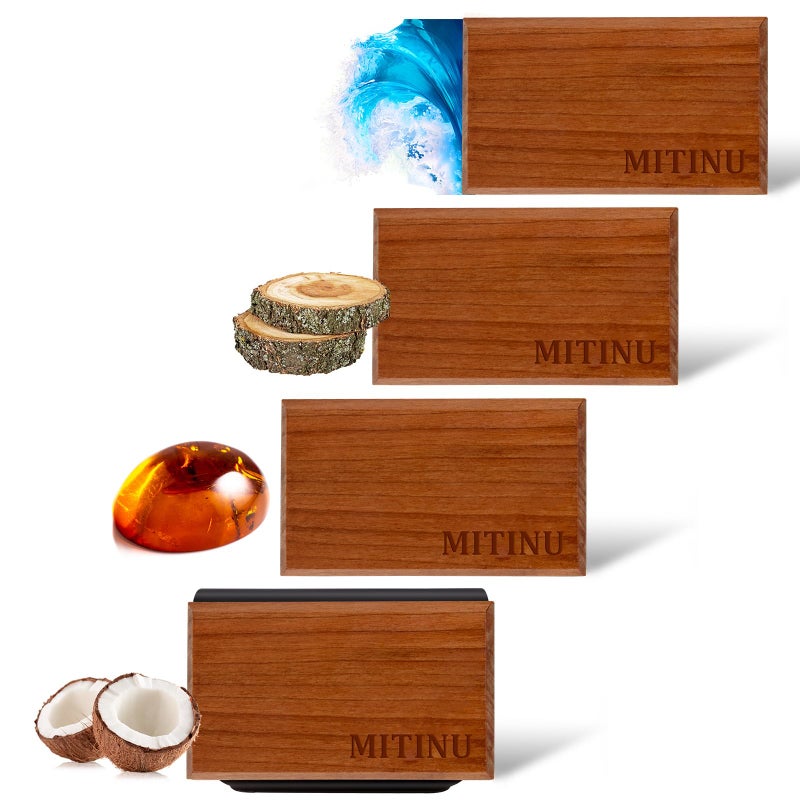 MITINU Car Air Freshener â€“ 4-Pack â€“ Long-Lasting Scents with Metal Clip â€“ Amber, Ocean, Teak & Coconut â€“ Aromatherapy Vent Diffuser & Auto Odor Eliminator - Image 1