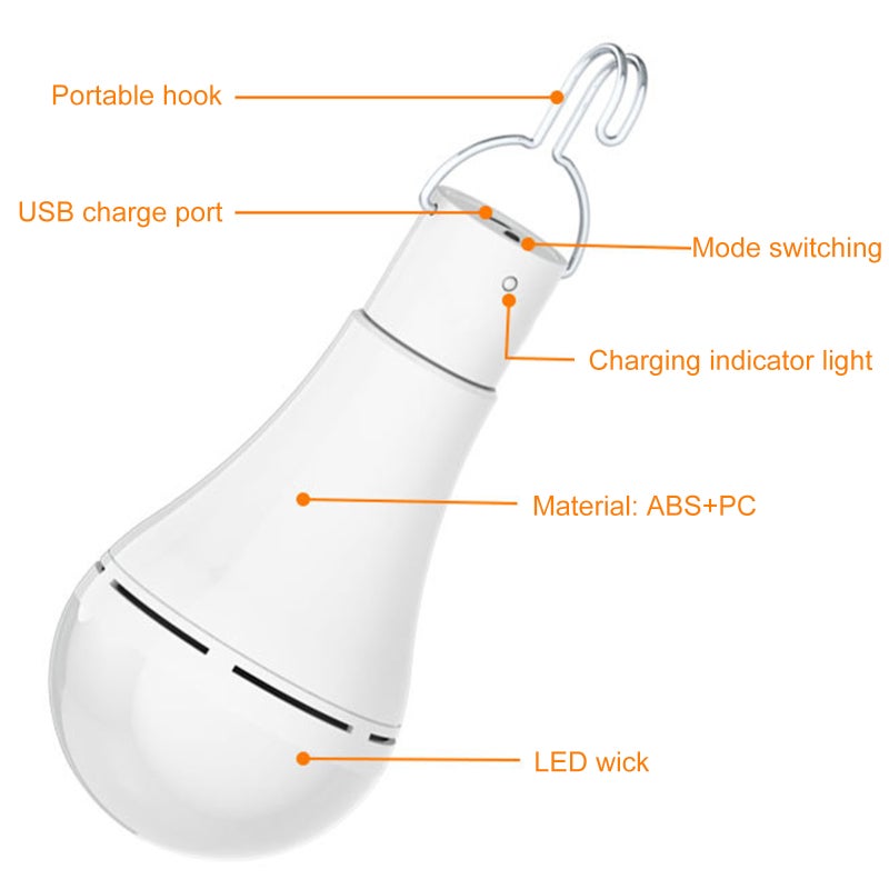 Solar Powered LED Bulb 1 Pack White IP65 Waterproof 5 Adjustable Modes - Timer Function Emergency Light Bulb for Indoor Outdoor Camping Night Markets Power Outages - Image 5