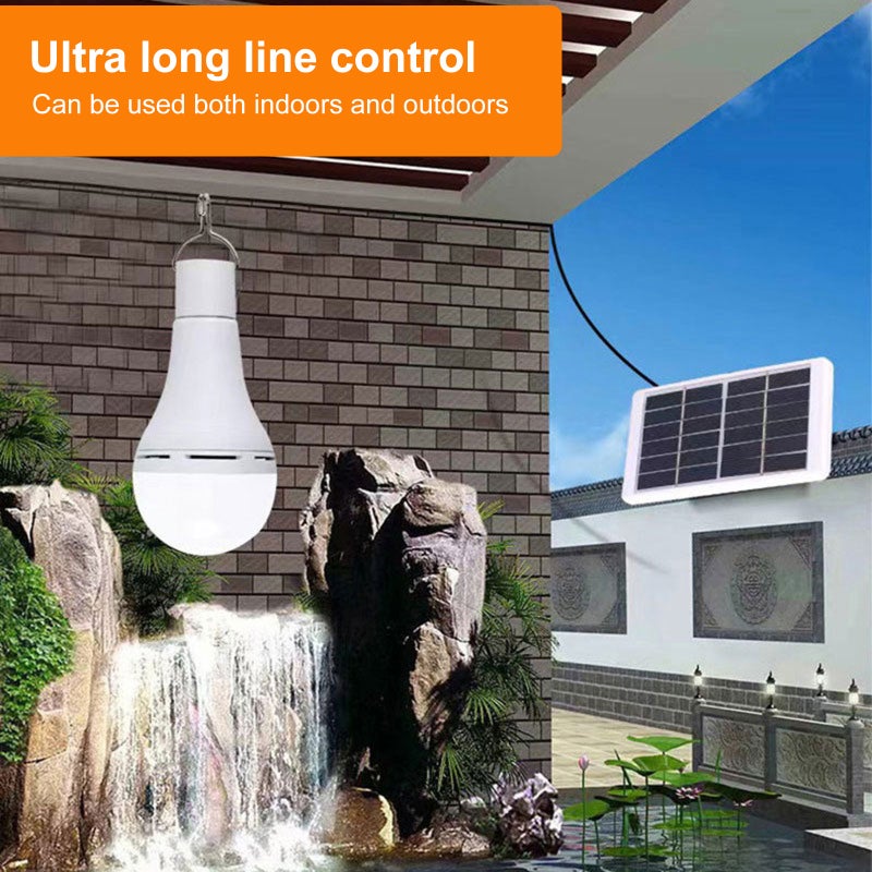 Solar Powered LED Bulb 1 Pack White IP65 Waterproof 5 Adjustable Modes - Timer Function Emergency Light Bulb for Indoor Outdoor Camping Night Markets Power Outages - Image 3