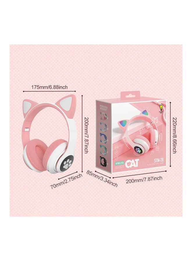 Over Ear Music Glowing Cat Ear Headphones Pink - Image 3