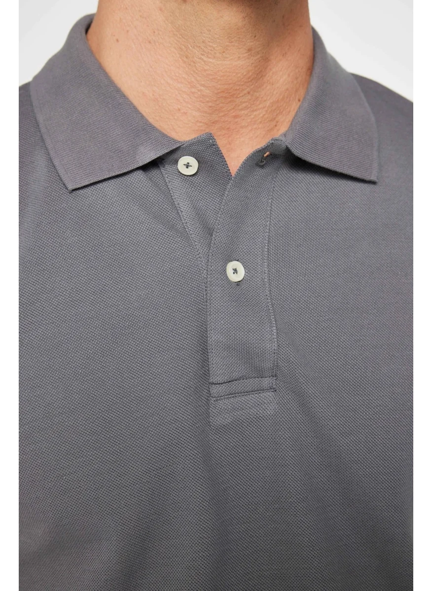Tudors Men's Slim Fit Narrow Cut Cotton Plain Pique Smoked Polo Collar T-Shirt