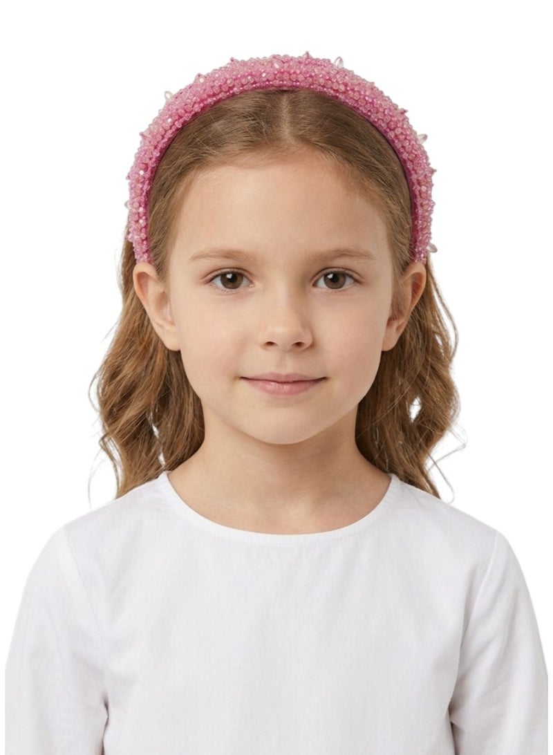 Bidani Crystal Embellished Headband - Pink - Image 1