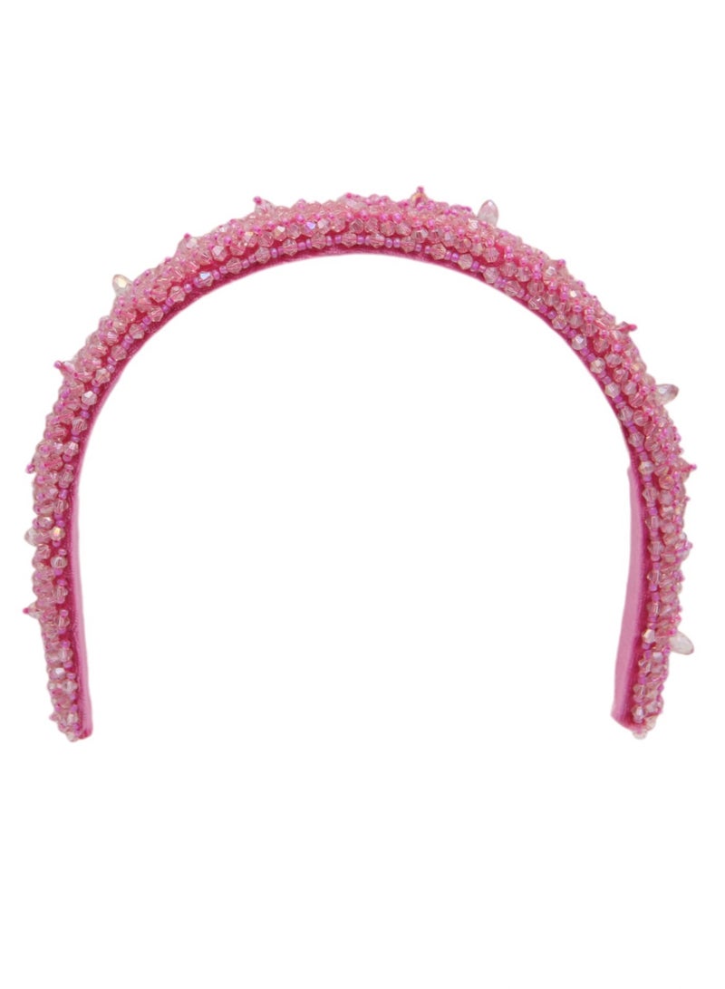 Bidani Crystal Embellished Headband - Pink - Image 2