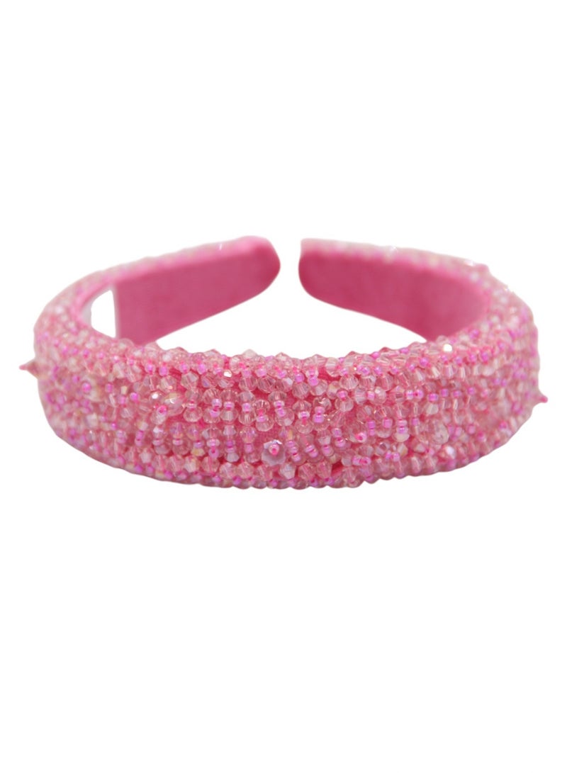 Bidani Crystal Embellished Headband - Pink - Image 3