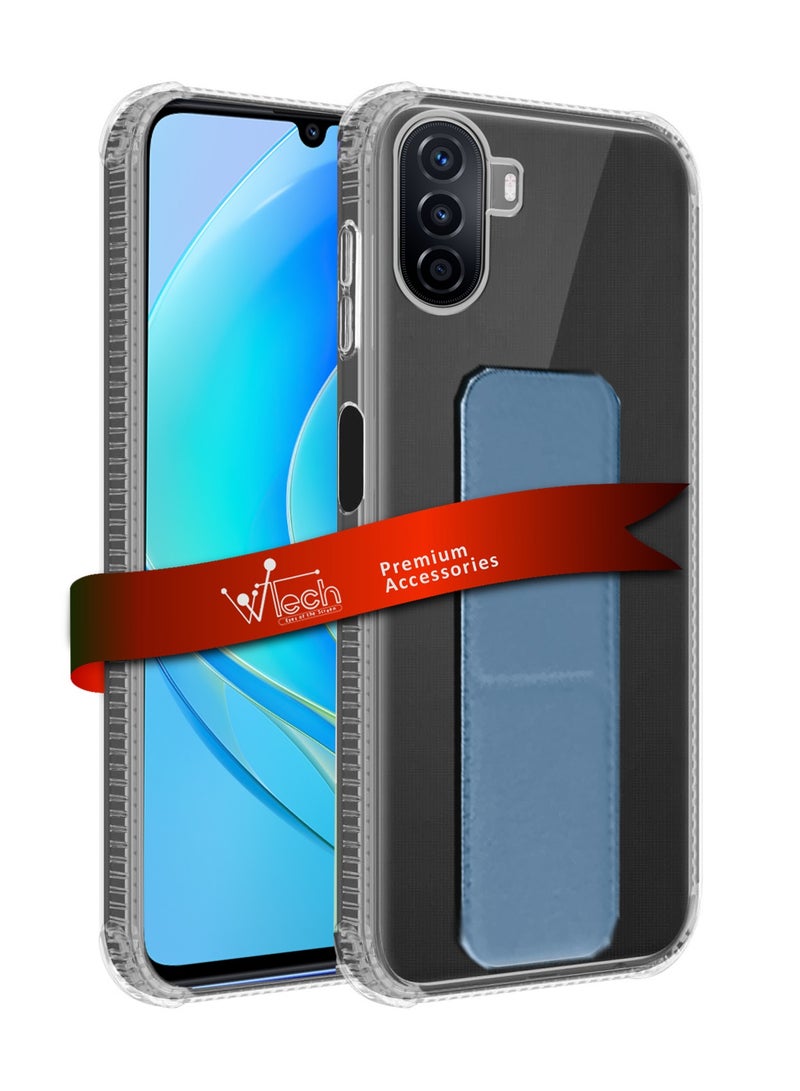 دبليو تيك غطاء وسادة هوائية بمقبض يد من مادة TPU لهاتف هواوي نوفا Y70 4G 2022 / Y70 Plus 4G 2022 / Y71 4G 2023 شفاف/أزرق سماوي - Image 1