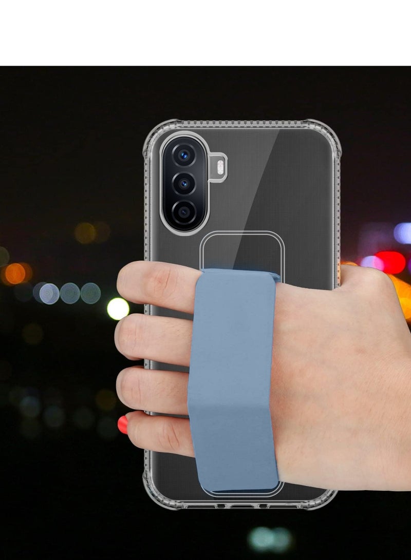 دبليو تيك غطاء وسادة هوائية بمقبض يد من مادة TPU لهاتف هواوي نوفا Y70 4G 2022 / Y70 Plus 4G 2022 / Y71 4G 2023 شفاف/أزرق سماوي - Image 2