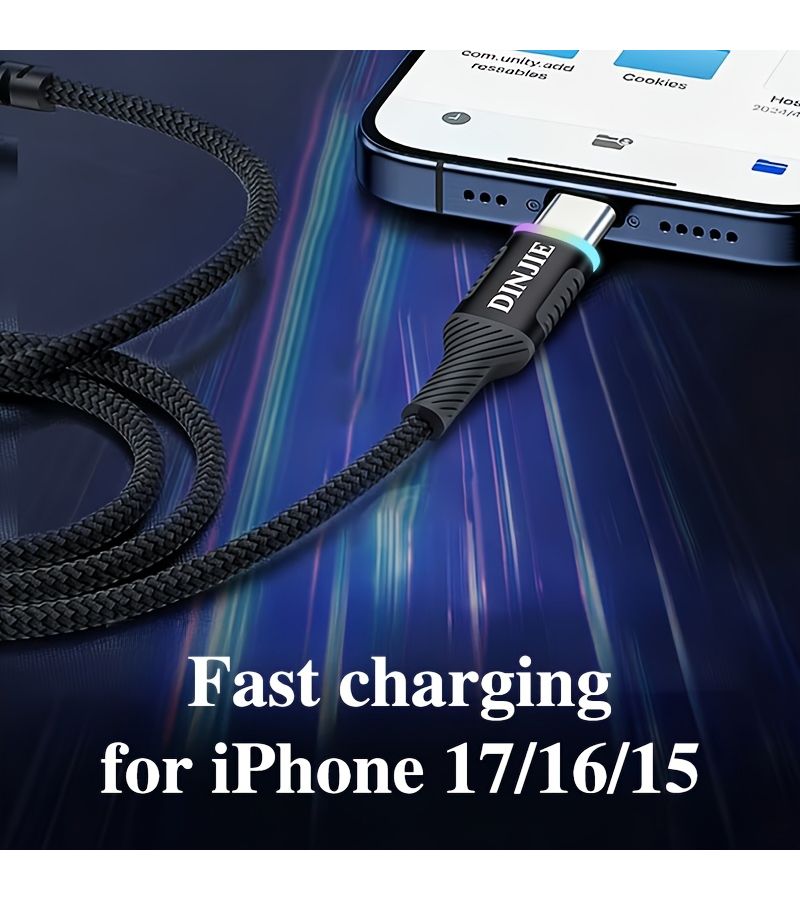 3 قطع كابل USB-C مضفر من النايلون بقوة 30 واط، شحن سريع، ألوان أحمر، أرجواني، فضي، بطول 1 متر - Image 3