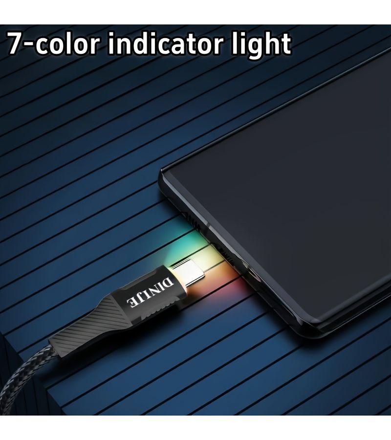 3 قطع كابل USB-C مضفر من النايلون بقوة 30 واط، شحن سريع، ألوان أحمر، أرجواني، فضي، بطول 1 متر - Image 5