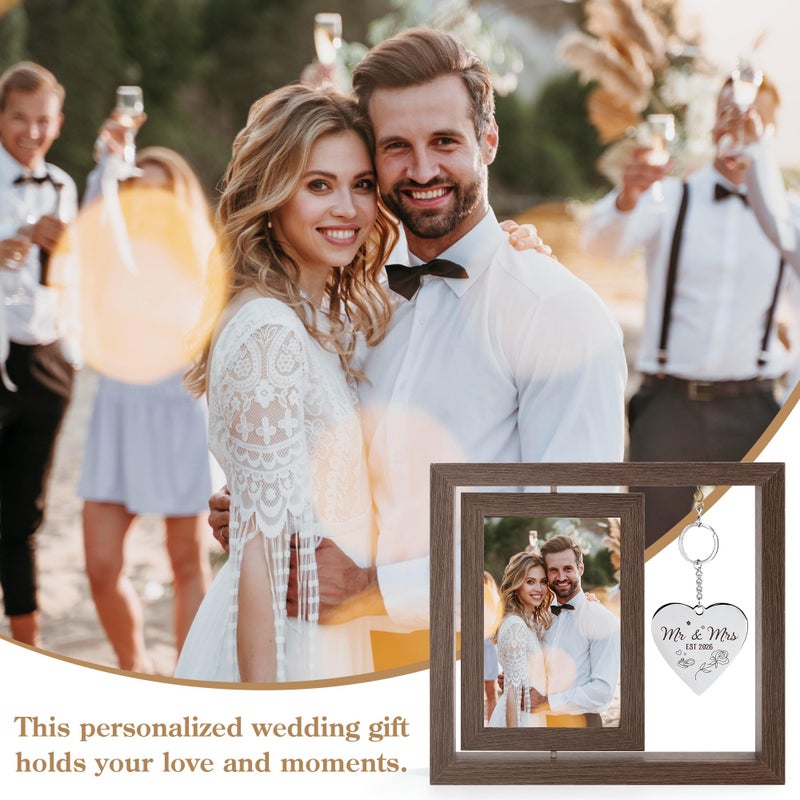 HELORAY Wedding Gifts for Couples Personalized Wedding Gifts for Newlyweds Gift Wedding Picture Frame Mr and Mrs Wedding Presents for Newlyweds Bridal Shower Gift for Bride - Image 3
