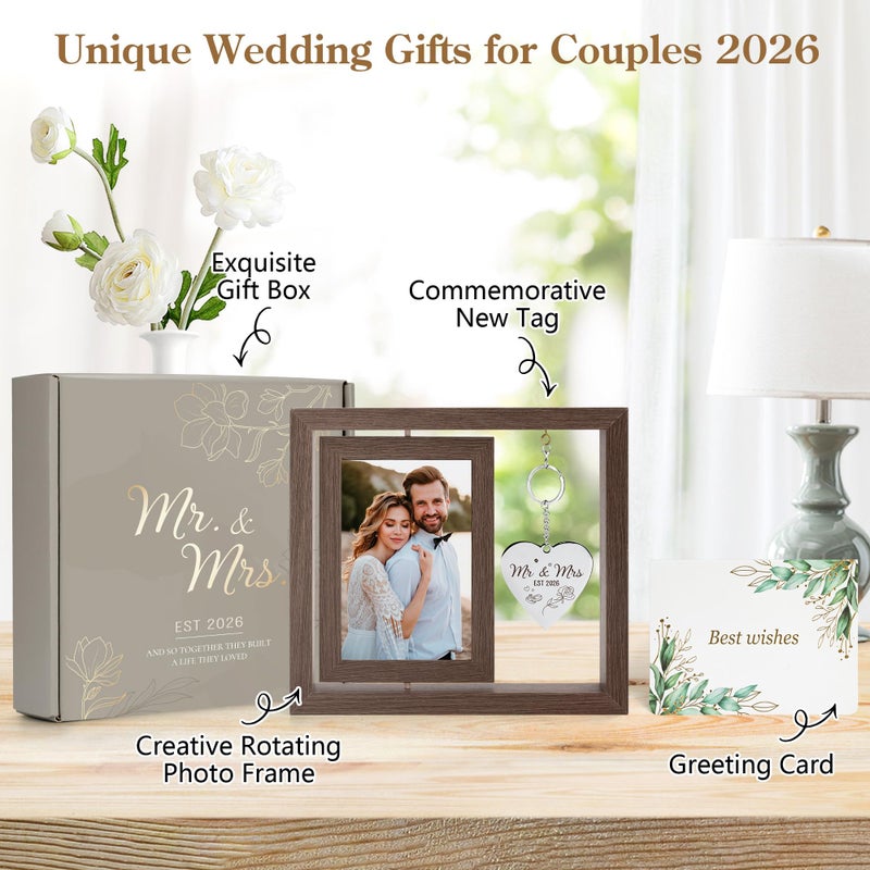 HELORAY Wedding Gifts for Couples Personalized Wedding Gifts for Newlyweds Gift Wedding Picture Frame Mr and Mrs Wedding Presents for Newlyweds Bridal Shower Gift for Bride - Image 2