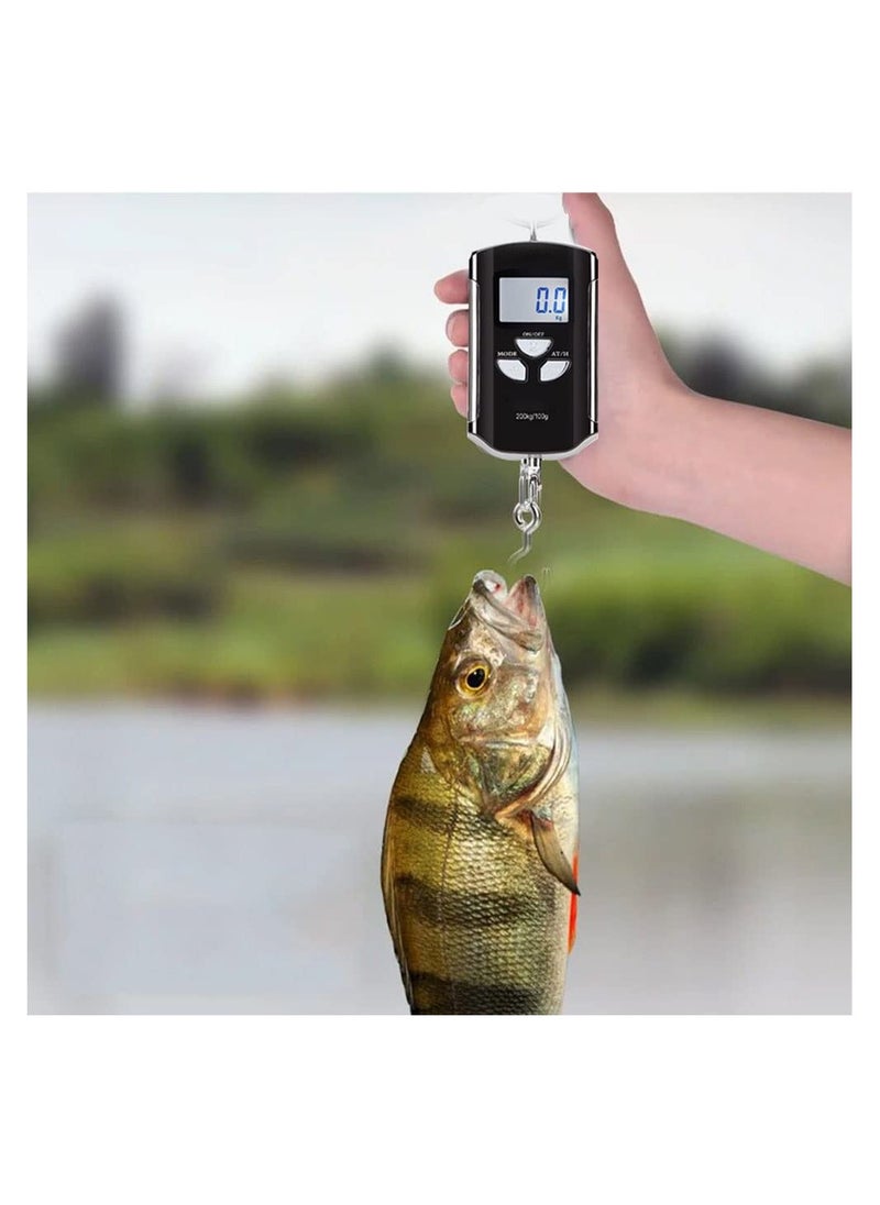 SYOSI SYOSI Fish Scale, Portable 200 kg/400 lb Heavy Duty Digital Hanging Scales LCD Display with Backlight for Home Farm Market or Suitcase Scale Travel and Fishing Accessories (Black and Silver)  - Image 2