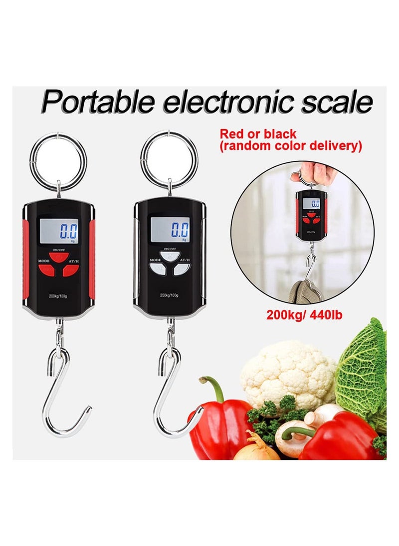 SYOSI SYOSI Fish Scale, Portable 200 kg/400 lb Heavy Duty Digital Hanging Scales LCD Display with Backlight for Home Farm Market or Suitcase Scale Travel and Fishing Accessories (Black and Silver)  - Image 4