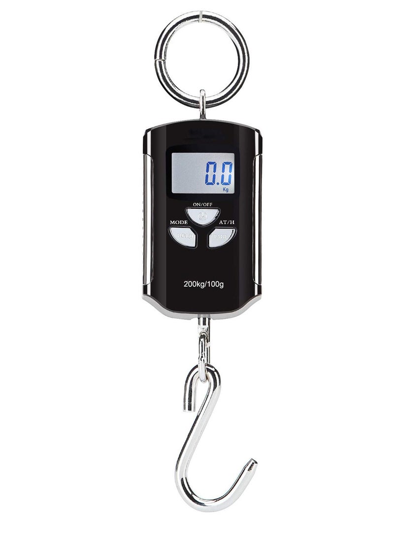 SYOSI SYOSI Fish Scale, Portable 200 kg/400 lb Heavy Duty Digital Hanging Scales LCD Display with Backlight for Home Farm Market or Suitcase Scale Travel and Fishing Accessories (Black and Silver)  - Image 1