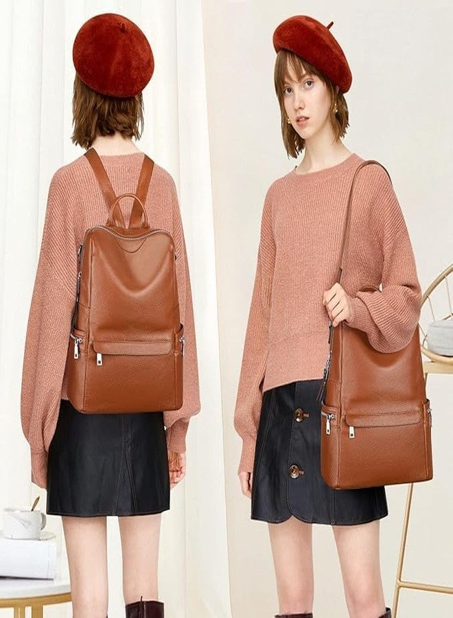 NME COLLECTION Modern Luxury Designer Vegan Leather 3-in-1 Convertible Shoulder Backpack for Women | Anti-Theft Travel, Office & Casual Handbag | Multi-Compartment Bag-Brown - Image 4