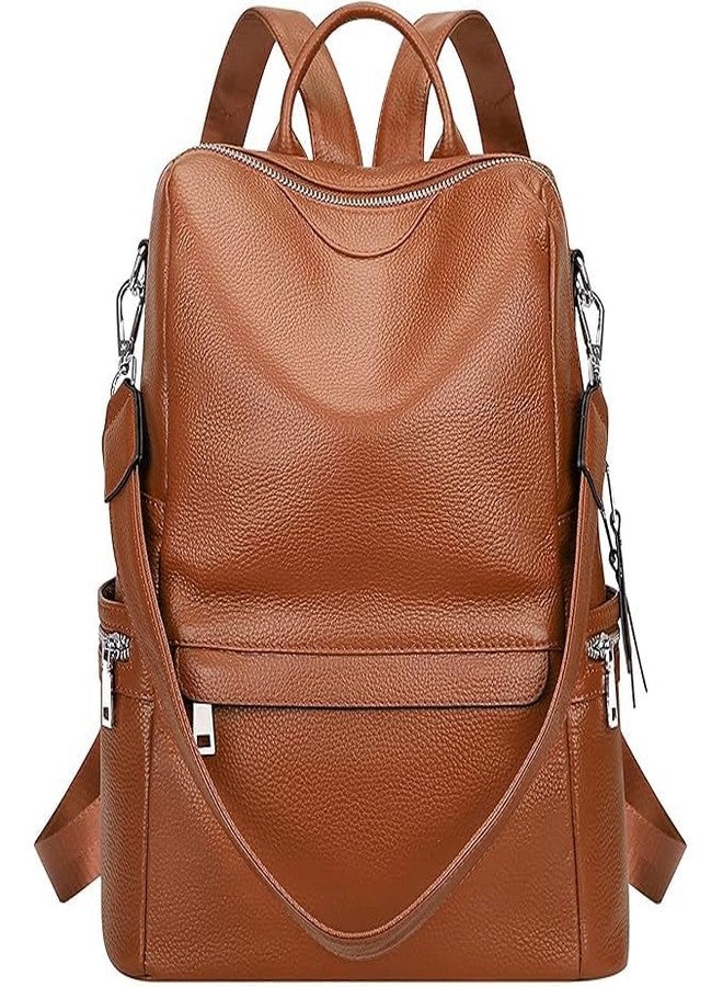 NME COLLECTION Modern Luxury Designer Vegan Leather 3-in-1 Convertible Shoulder Backpack for Women | Anti-Theft Travel, Office & Casual Handbag | Multi-Compartment Bag-Brown - Image 1