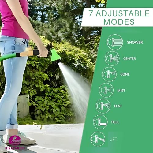 Divayanshi 7 Pattern High Pressure Spray Gun for Plants – Adjustable Water Jet Sprayer Nozzle for Pipe & Garden Hose, Multipurpose Gardening Water Sprayer for Lawn, Car Wash, Bike & Home Cleaning - Image 3