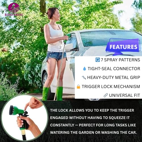 Divayanshi 7 Pattern High Pressure Spray Gun for Plants – Adjustable Water Jet Sprayer Nozzle for Pipe & Garden Hose, Multipurpose Gardening Water Sprayer for Lawn, Car Wash, Bike & Home Cleaning - Image 2