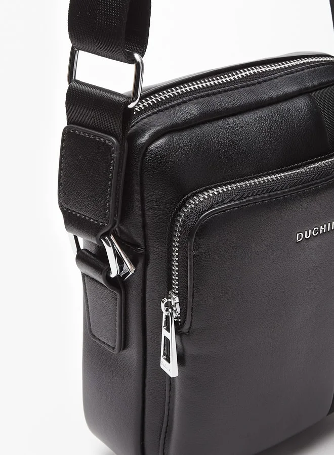 DUCHINI Men's Panelled Crossbody Bag with Adjustable Strap and Zip Closure