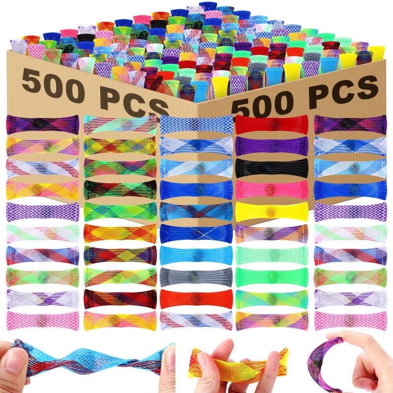 Soulchen 500 Pcs Marble Mesh Fidget Toys Bulk Stress Relieve Fidget Toy Silent Quiet Sensory Finger Blocks for Adults Office Anxiety Gifts Helped with ADHD - Image 3