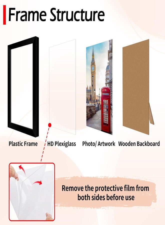 HOMERHYME مجموعة إطارات صور هومرهايم مقاس 4×6 بوصة (قطعتان)، إطار صور لعرض الصور على الحائط، إطار صور عمودي وأفقي يُعلق على سطح الطاولة أو الحائط للصور والملصقات والمطبوعات الفنية، أسود - Image 2