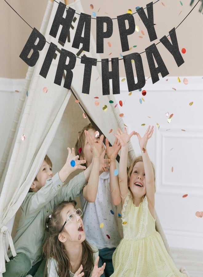 Eoopoon Happy Birthday Banner in Black Glitter for Birthday Party Decorations, Birthday Decor Backdrop, Happy Birthday Sign for Women, Men and Kids(Black) - Image 5