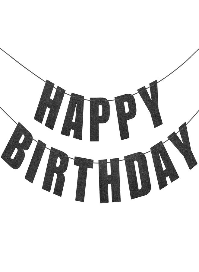 Eoopoon Happy Birthday Banner in Black Glitter for Birthday Party Decorations, Birthday Decor Backdrop, Happy Birthday Sign for Women, Men and Kids(Black) - Image 1