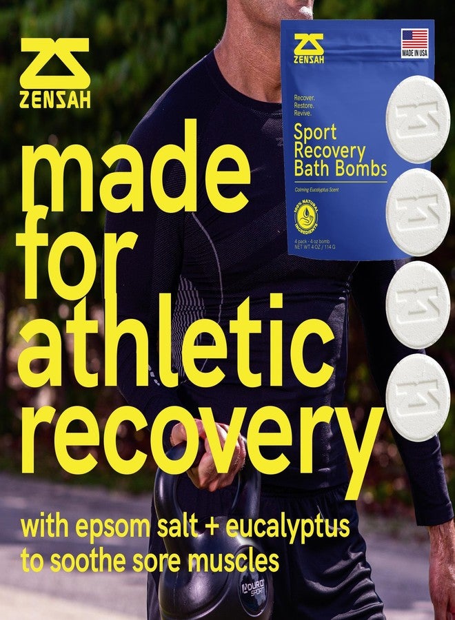 Zensah Sport Recovery Bath Bombs - Magnesium Epsom Salt for Soaking Sore Muscles, Birthday Gifts, Made in USA with Essential Oils, Peppermint and Eucalyptus Relaxation for Athletes - Image 2