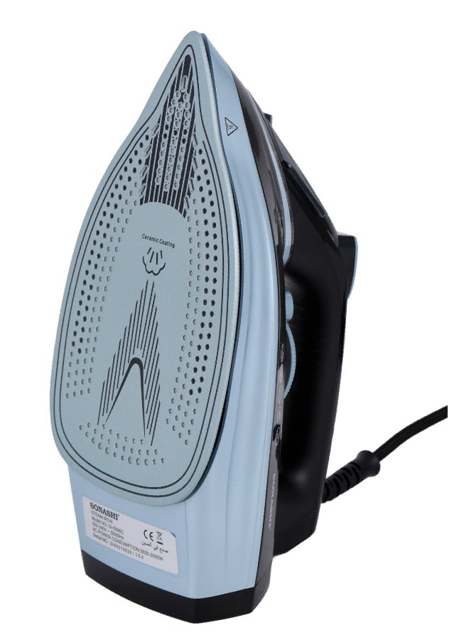 SONASHI Steam Iron with Ceramic Coated Soleplate, 300ML Water Tank, Powerful Steam Burst, Adjustable Thermostat with Spray Iron Feature, Self-Clean Function, For All Types of Fabric, SI-5090C 3000W 300 ml 3000 W SI-5090C black - Image 4