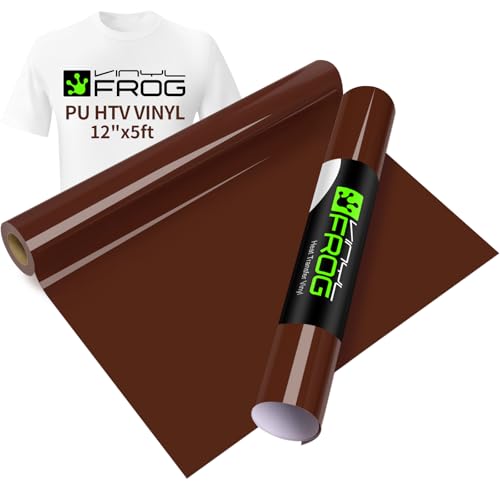 VINYL FROG Heat Transfer Vinyl Roll HTV Vinyl - 12" x5ft Brown Iron on Vinyl for T-Shirts, Heat Press Vinyl for DIY Craft Designs (Brown) - Image 1